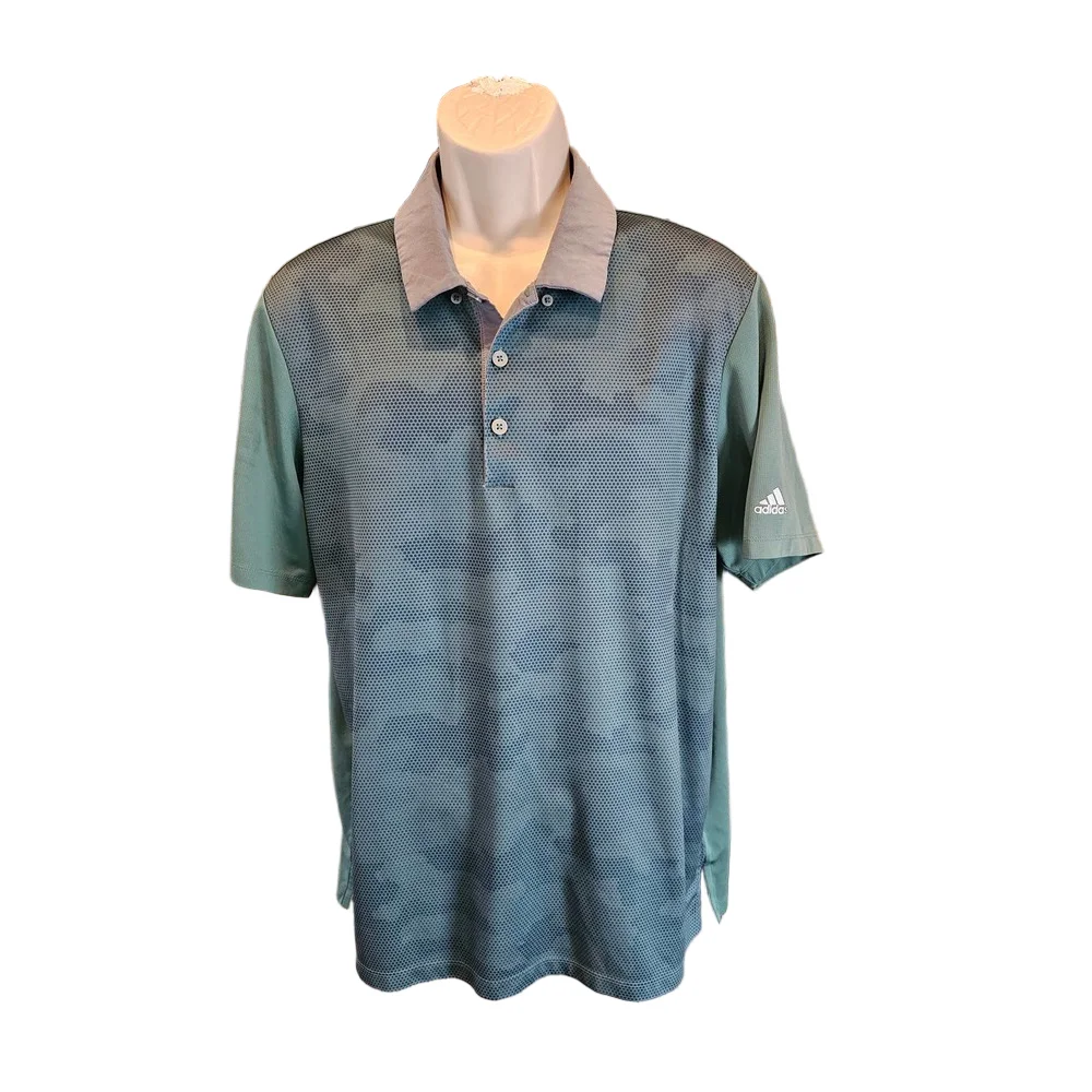 Adidas clima lite polo size large green camo with club logo EUC